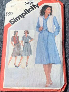 Simplicity Misses Dress Sewing Pattern Size 14 5496 - uncut